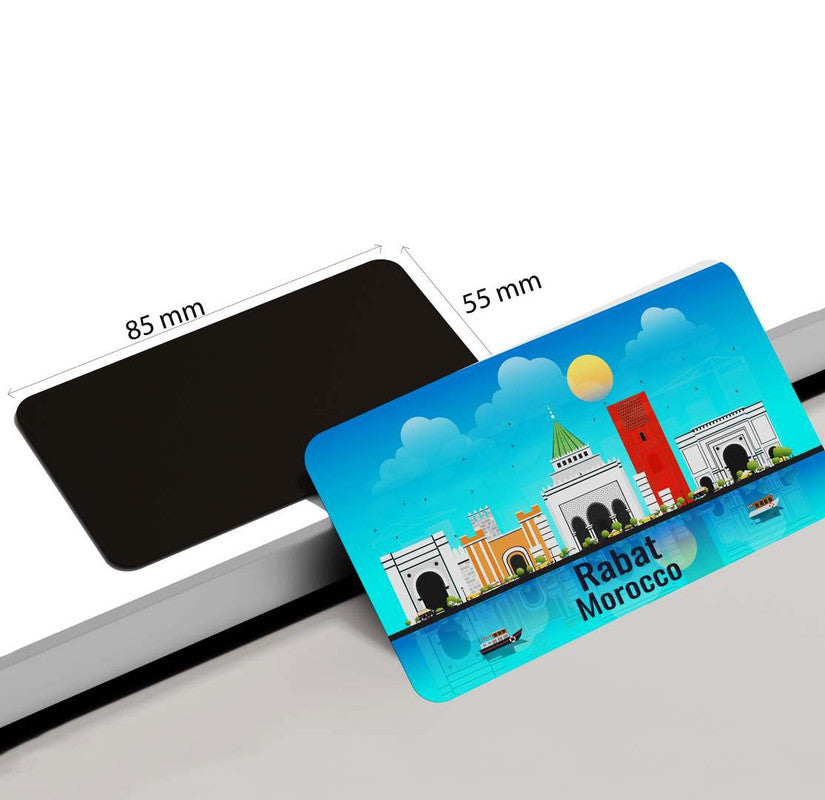 dhcrafts Rectangular Rubber Fridge Magnet / Magnetic Card Blue Morocco Rabat Design Pack of 1 (8.6cm x 5.4cm)